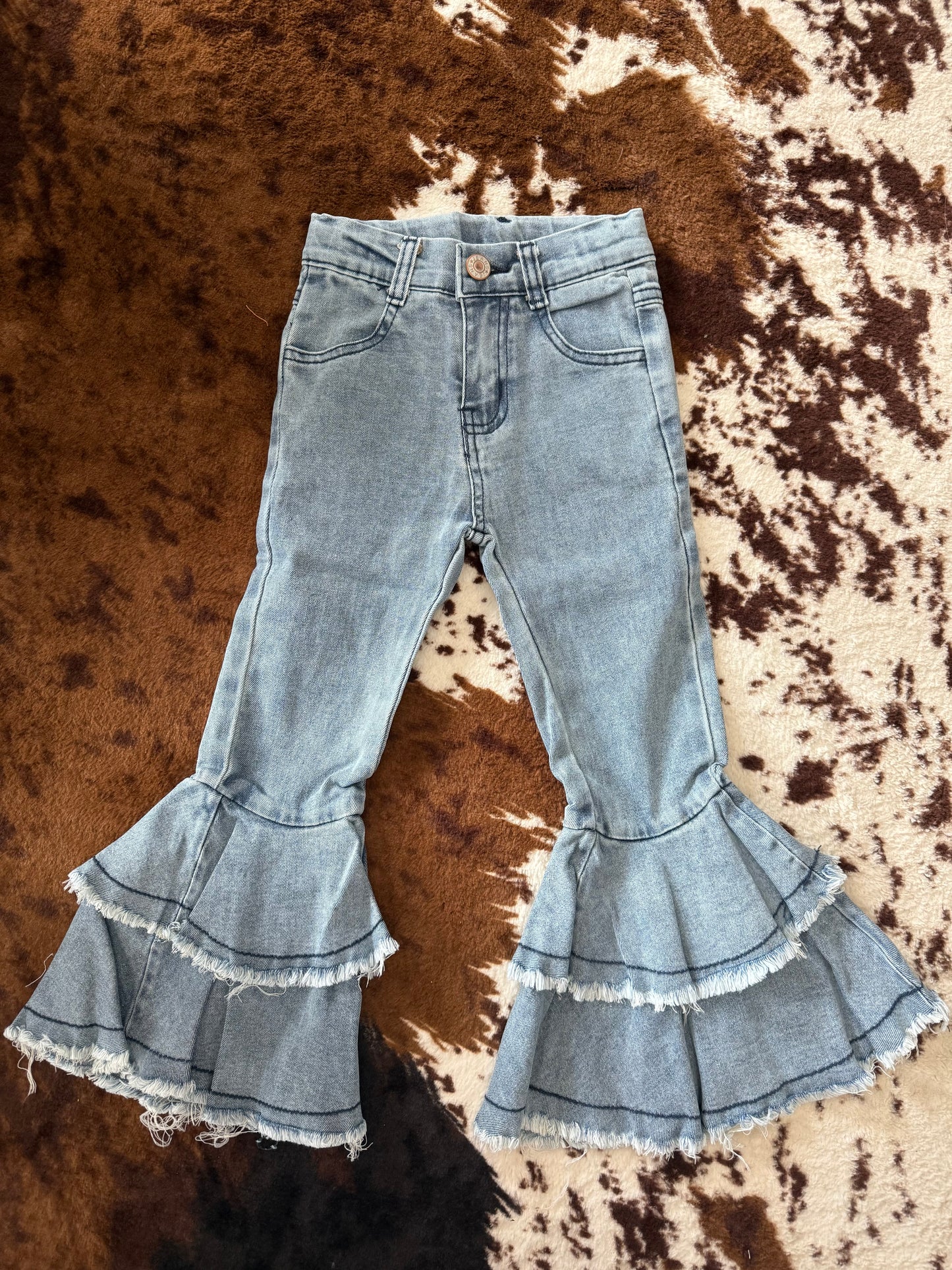 Light Wash Ruffle Pants
