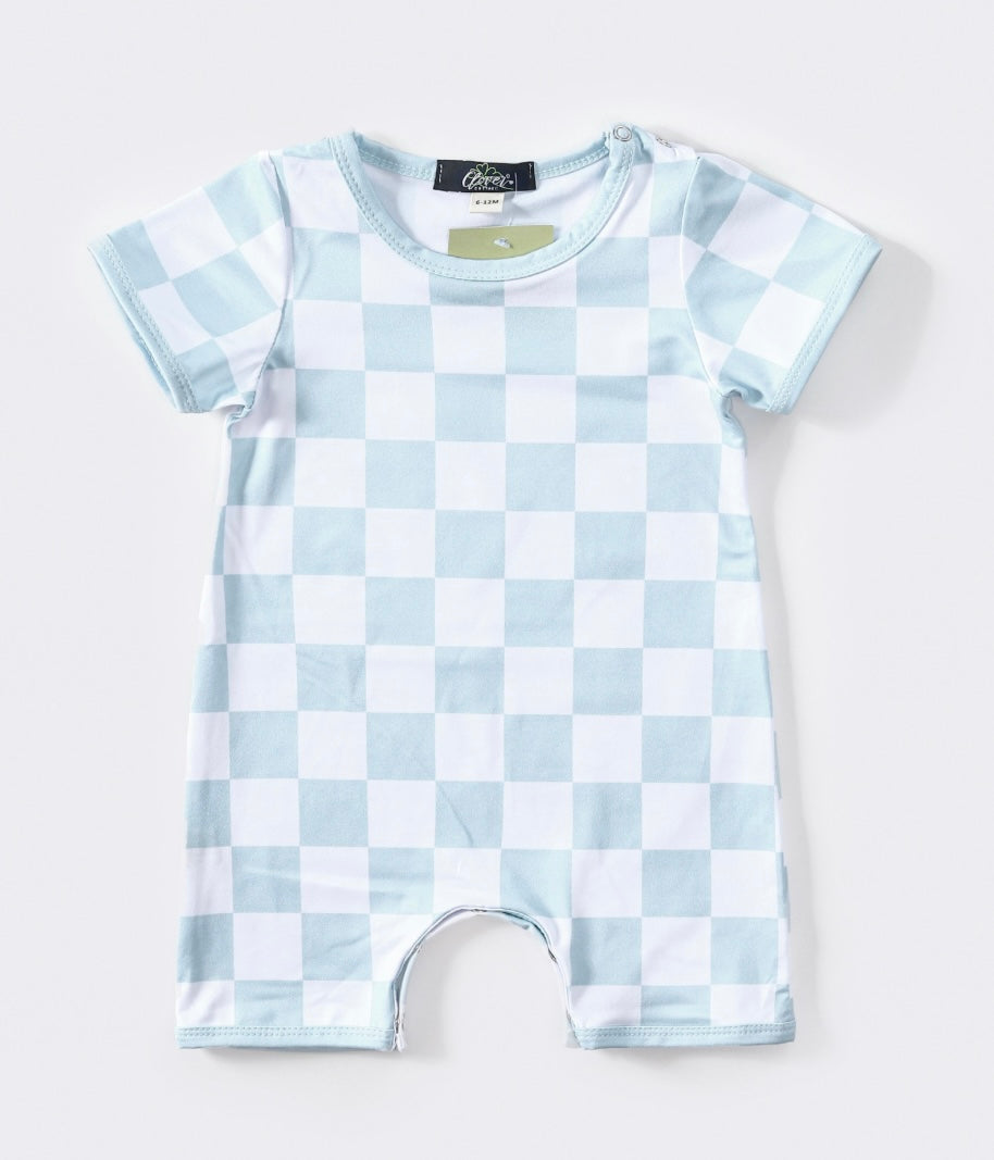 Blue Checkered Romper
