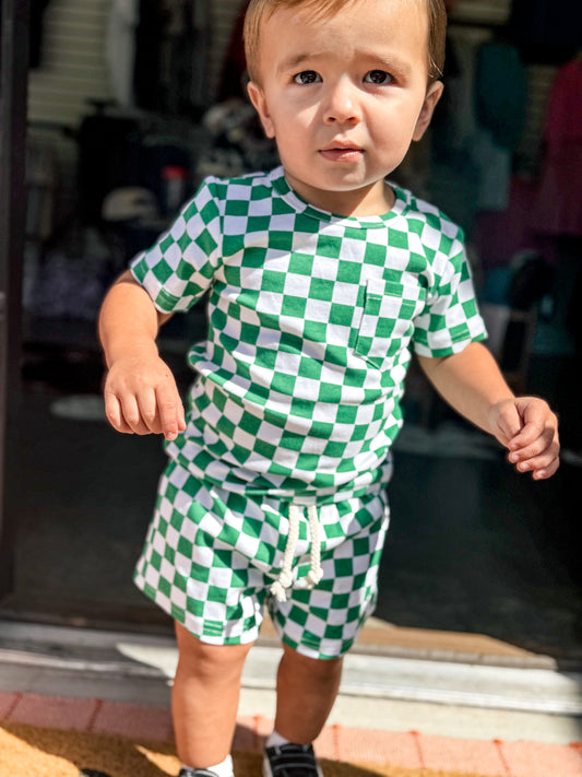 Green Checkered Pocket Set