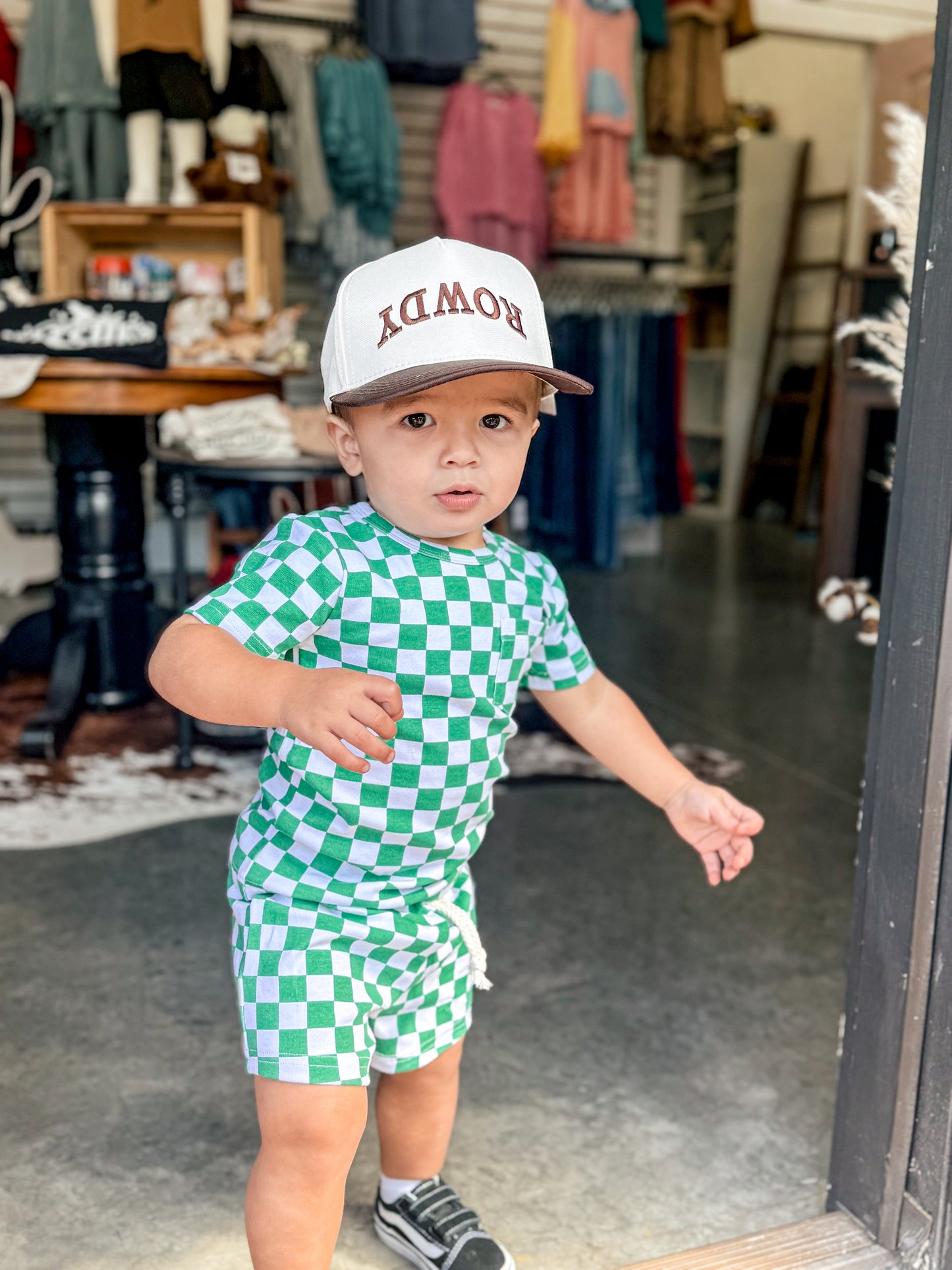 Green Checkered Pocket Set