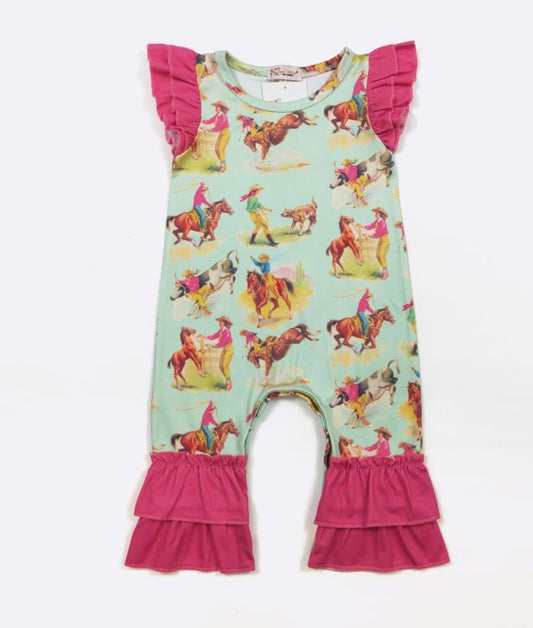 Aqua Rodeo Romper