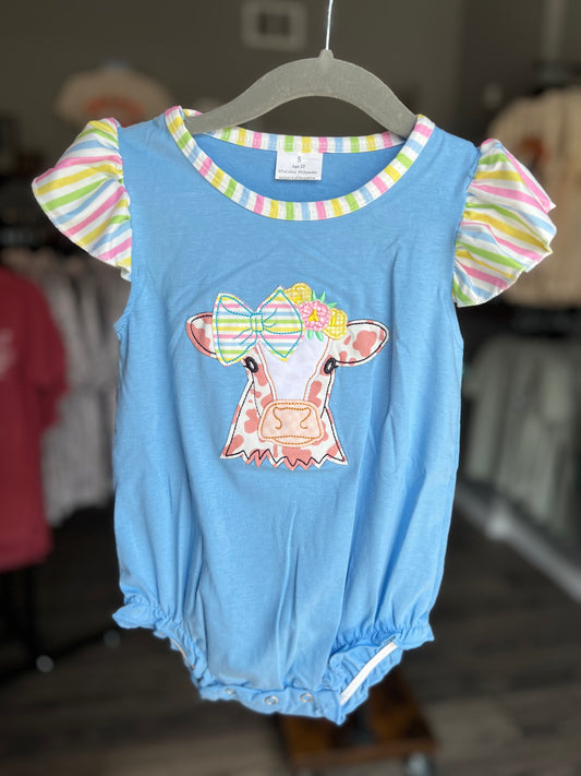 Cutie Cow Appliqué Romper