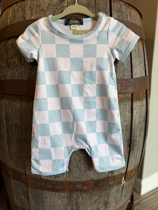 Blue Checkered Romper