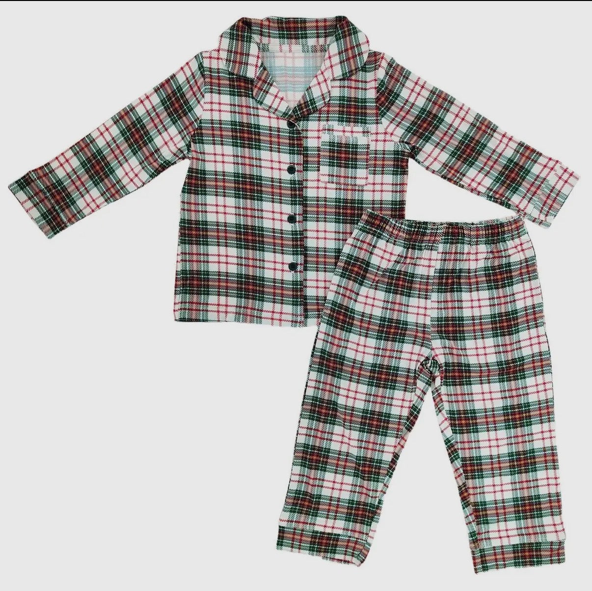 Christmas Plaid Bamboo Button Up Set